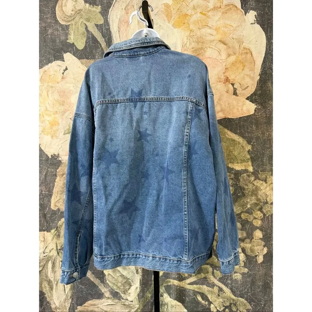 New Anthropologie The Weston Denim Boyfriend Jacket by Pilcro: Star Print Editio - Picture 12 of 15